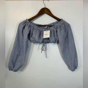 Adika Striped Off Shoulder Crop Top Size XS-S NWT